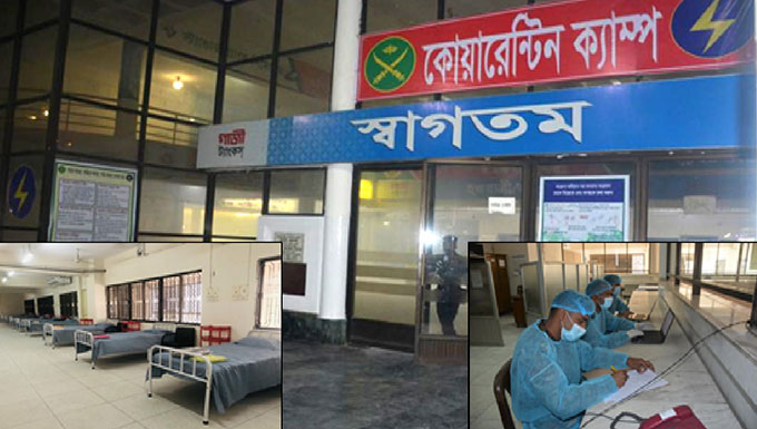 Bangladesh Army has established four institutional Quarantine Centres with approximately 3000 bed capacity and ensured quarantine of suspected overseas passengers arriving at Hazrat Shahajalal International Airport