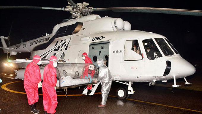 Bangladesh Air Force converted helicopter into an air ambulance for transporting COVID-19 patients
