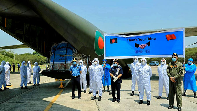 Bangladesh Air Force transported medical aid from China during COVID-19 pandemic